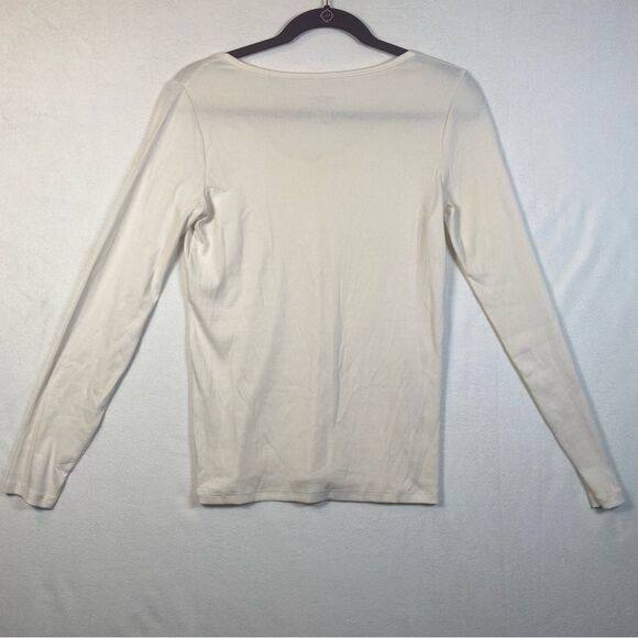 M.M. Lafleur Cream Long Sleeve Rib Knit Top Size Medium - Picture 2 of 9